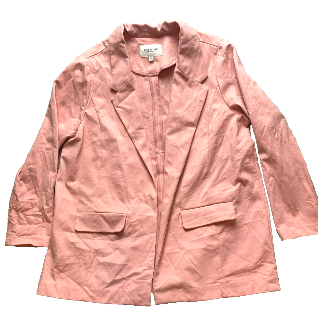Liverpool Los Angeles Jacket Womens 2X Peachy Pink Nylon Blazer Career Plus Lady