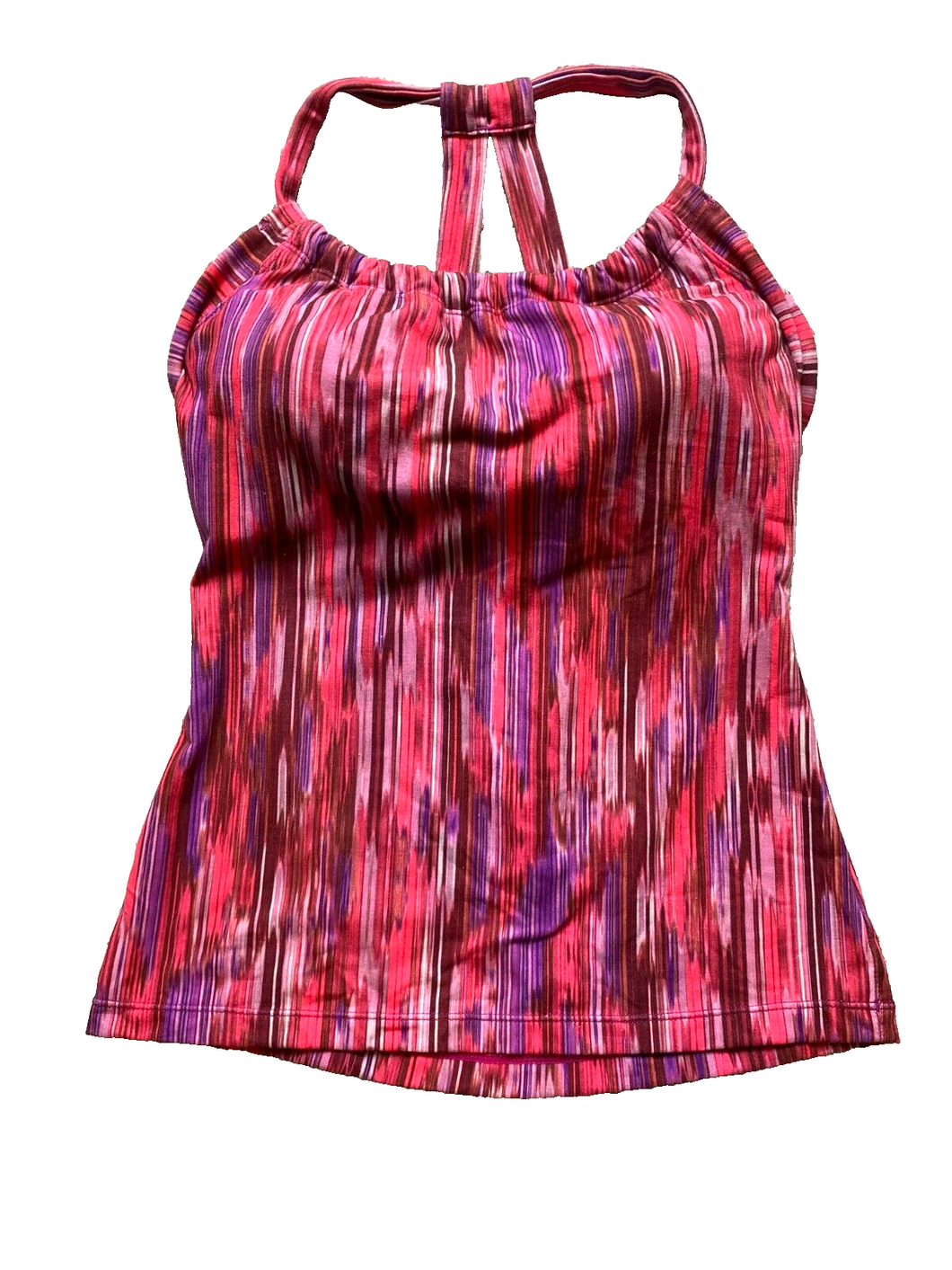 Prana Shirt Womens Medium Pink Purple Halter Summer Geometric Padded Shelf Bra