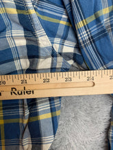 Load image into Gallery viewer, B Society Shirt Adult Extra Large Blue White Plaid Flap Pockets Comfort Fit Mens
