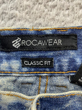 Load image into Gallery viewer, Rocawear Jeans Adult 48x34 Blue Denim Classic Fit Wide Leg Skater Whiskered Mens
