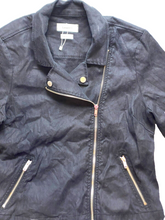 Load image into Gallery viewer, Level 99 Jacket Womens Large Black Zip Up Motorcycle Moto Biker Linen Spandex
