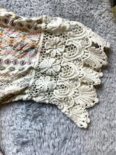 Load image into Gallery viewer, UMGEE Sweater Womens Small Beige Lagenlook Tunic Cardigan Crochet Lace Ladies
