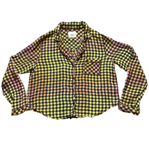 Load image into Gallery viewer, Rails Shirt Womens Medium Pink Orange Checkered Flannel Oversized Boxy Button Up
