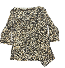 Load image into Gallery viewer, Chicos Shirt Womens 3 Black Tan Leopard Print Oversized Tunic Lagenlook Flowy
