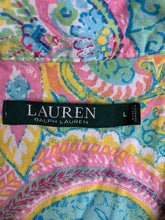 Load image into Gallery viewer, Lauren Ralph Lauren Shirt Womens Large Green Pink AOP Paisley Oversized Ladies

