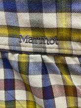Load image into Gallery viewer, Marmot Shirt Adult Medium Yellow Button Up Flannel Plaid Casual Pocket Mens
