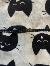 Load image into Gallery viewer, Meraki Shirt Womens XL Black White AOP Kitty Cat Spandex Stretch Keyhole Blouse
