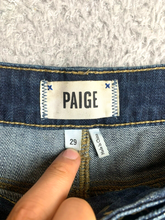 Load image into Gallery viewer, Paige Shorts Womens 29 Blue Denim Whiskered Rolled Cuffed Summer 5 Pocket Ladies
