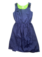 Load image into Gallery viewer, Lilly Pulitzer Dress Womens Medium Navy Blue Calissa Sequin Lined Silk Flare
