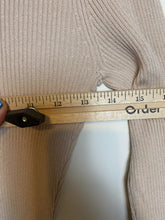 Load image into Gallery viewer, UNE AME Dress Womens Small Champagne Ribbed Knit Bodycon Nylon Pearl Buttons NWT
