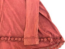 Load image into Gallery viewer, Anthropologie Altar’d State Shirt Womens Medium Coral Rust Crochet Hem Tunic
