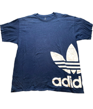 Load image into Gallery viewer, Adidas Shirt Adult Extra Large Navy Logo Stacked Corner Trefoil Big Logo Mens
