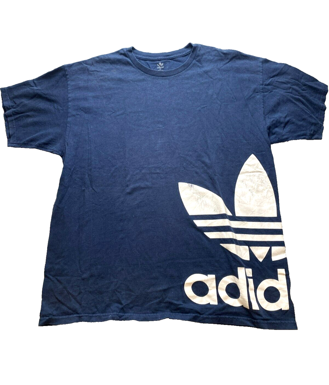 Adidas Shirt Adult Extra Large Navy Logo Stacked Corner Trefoil Big Logo Mens