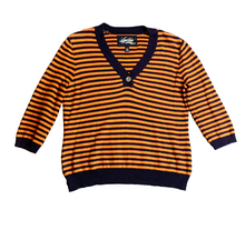 Load image into Gallery viewer, Lauren Ralph Lauren Sweater Womens Medium Orange Navy Striped Outerwear Ladies
