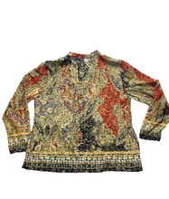 Load image into Gallery viewer, Chicos Jacket Womens 3 Large Lace Black Gold Hippie Peasant Boho Plus Ladies
