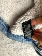 Load image into Gallery viewer, Dollhouse Jacket Adult Medium Blue Sherpa Lined Denim Button Up Collared Mens
