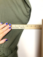 Load image into Gallery viewer, Apricot Jumpsuit Womens Large Army Green Belted Romper Pants MSRP $105 NWT
