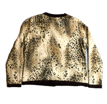 Load image into Gallery viewer, Investments Sweater Womens Large Tan Brown Leopard Fine Cashmere Cardigan Ladies
