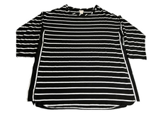 Load image into Gallery viewer, Chico's Zenergy Shirt Womens 2 Black White Striped Tunic Blouse Normcore Spandex
