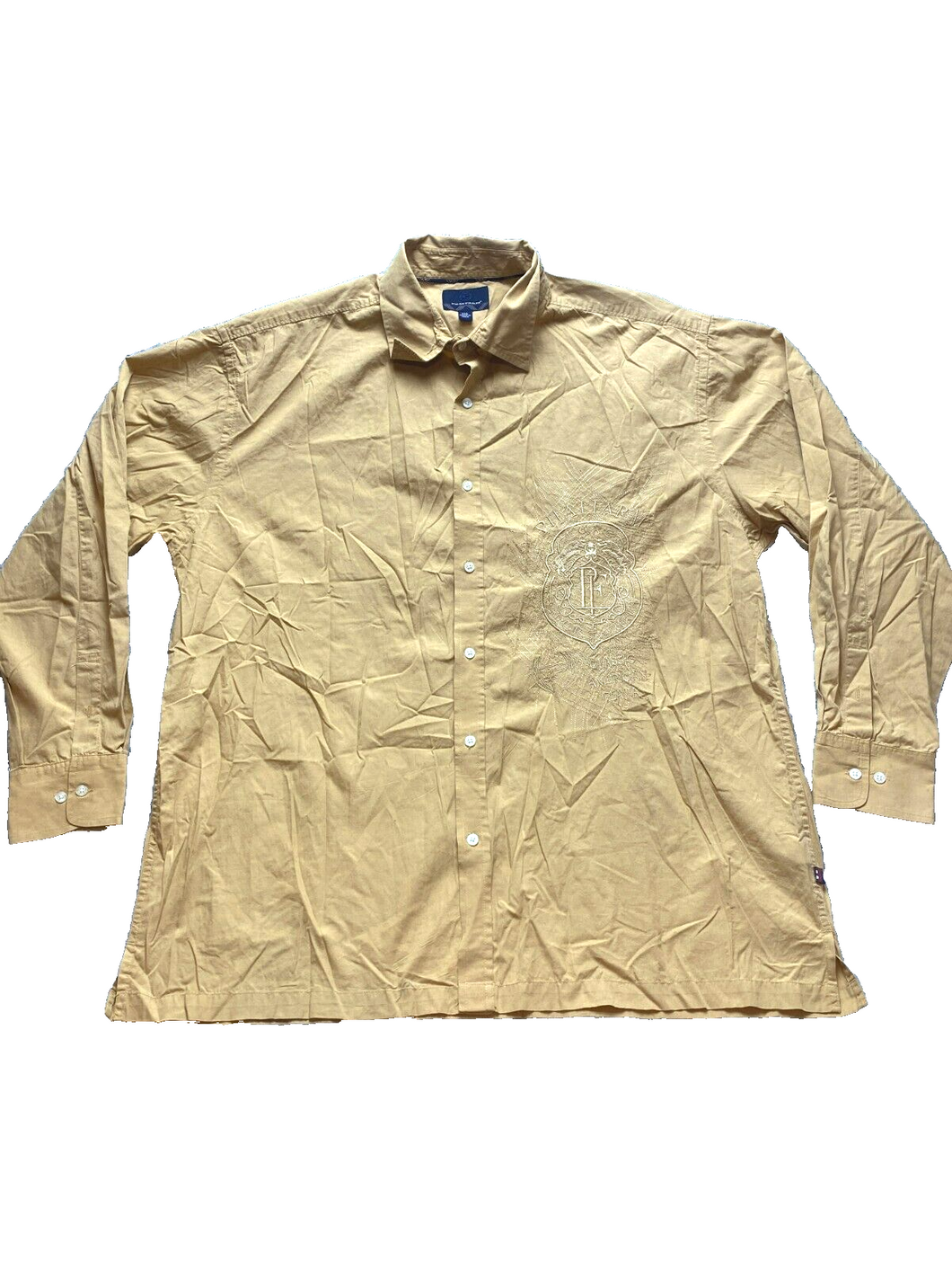 PHAT FARM Shirt Adult 2XL XXL Golden Tan Classic American Flava Embroidered Mens