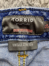 Load image into Gallery viewer, Torrid Jeans Womens Plus Size Blue Denim Stretch Pants Grunge Distressed Ladies
