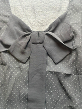 Load image into Gallery viewer, Zara Basic Shirt Womens Small Black Mini Polkadots Bow Sheer Blouse Casual Lady
