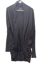 Load image into Gallery viewer, Athleta Sweater Womens Medium Black Tunic Open Front Cardigan Spandex Oversized
