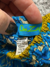 Load image into Gallery viewer, OmZappy Pants Womens 27x25.5 Blue Yellow Harem Hippie Boho Smocked Yoga Palazzo
