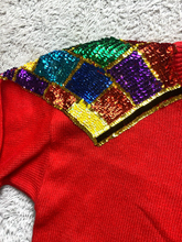 Load image into Gallery viewer, VTG Knit Concept Sweater Womens Large Red Sequined Colorful Outerwear Pullover
