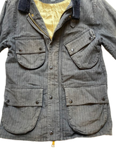Load image into Gallery viewer, Armani Exchange Jacket Adult Small Charcoal Pinstriped Zip Up Snaps Outdoor Mens
