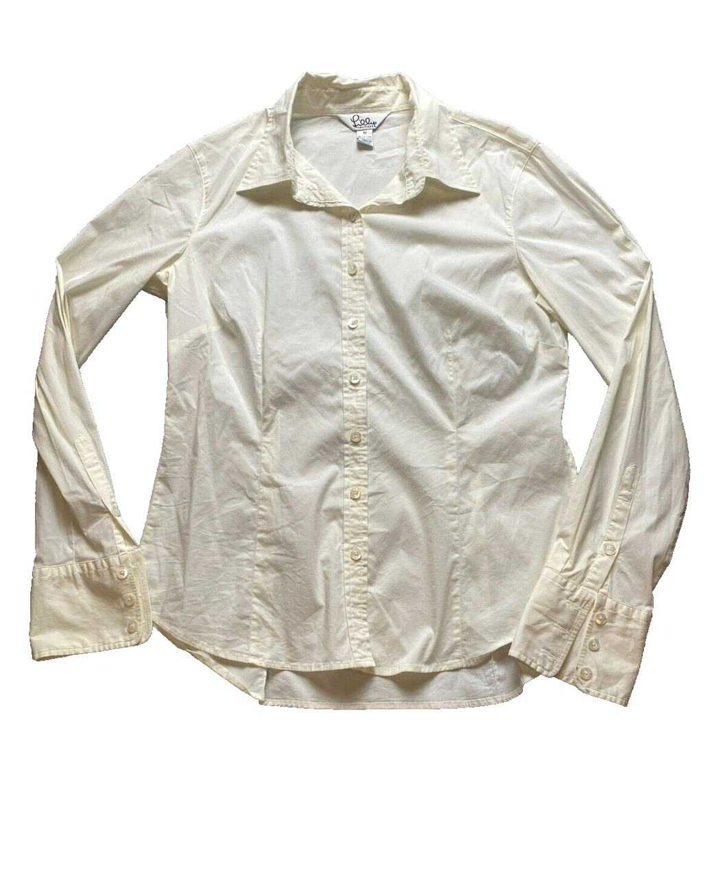Lilly Pulitzer Shirt Womens 10 Large Ivory Button Up Spandex Polyamide
