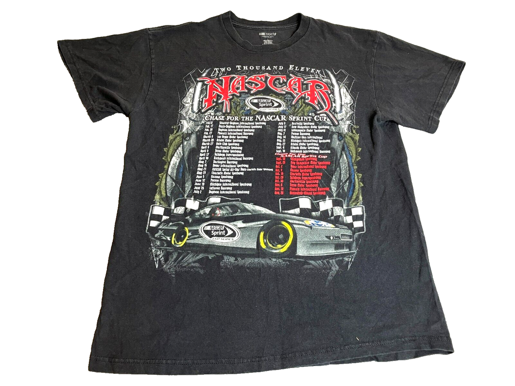 NASCAR Shirt Adult Large Black Sprint Cup Series Schedule Car Racing Race Mens