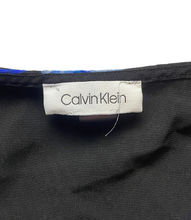 Load image into Gallery viewer, Calvin Klein Shirt Womens Large Black Blue AOP Floral Boho Lined Blouse Boxy
