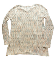 Load image into Gallery viewer, Soft Surroundings Sweater Womens Medium Peach Gray Open Knit Acrylic Nylon Lady
