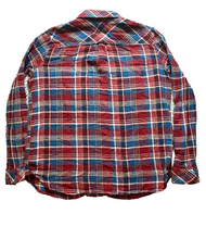 Load image into Gallery viewer, KUT From The Kloth Shirt Womens Medium Blue Red Flannel Plaid Snaps Stretch Lady

