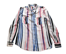 Load image into Gallery viewer, White House Black Market Shirt Womens 4 Large Button Up Collared Blouse Striped
