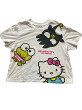 Load image into Gallery viewer, Hello Kitty Shirt Womens Extra Large White Oversized Cropped Sanrio AOP Ladies
