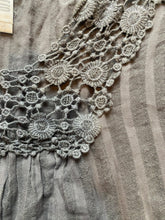 Load image into Gallery viewer, Monoreno Dress Womens Medium Gray Crochet Lace Ruffle Boho Peasant Hippie Ladies
