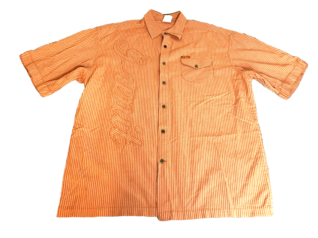 G-Unit Shirt Adult 2XL Orange Button Up Tools of the Trade Pocket 50 Cent Mens