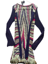 Load image into Gallery viewer, Gimmicks by BKE Cardigan Sweater Womens Medium Fringe Hooded Long Mesh Ladies
