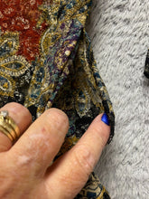 Load image into Gallery viewer, Chicos Jacket Womens 3 Large Lace Black Gold Hippie Peasant Boho Plus Ladies
