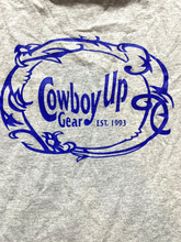 Load image into Gallery viewer, VTG Cowboy Up Gear Shirt Adult Large Gray Pocket Rodeo Horse Western Bronc Mens
