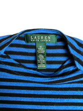 Load image into Gallery viewer, Lauren Ralph Lauren Shirt Womens 1X Blue Black Striped Boat Neck Plus Ladies
