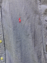 Load image into Gallery viewer, Ralph Lauren Shirt Adult Medium Blue White Striped Button Up Pink Pony Mens
