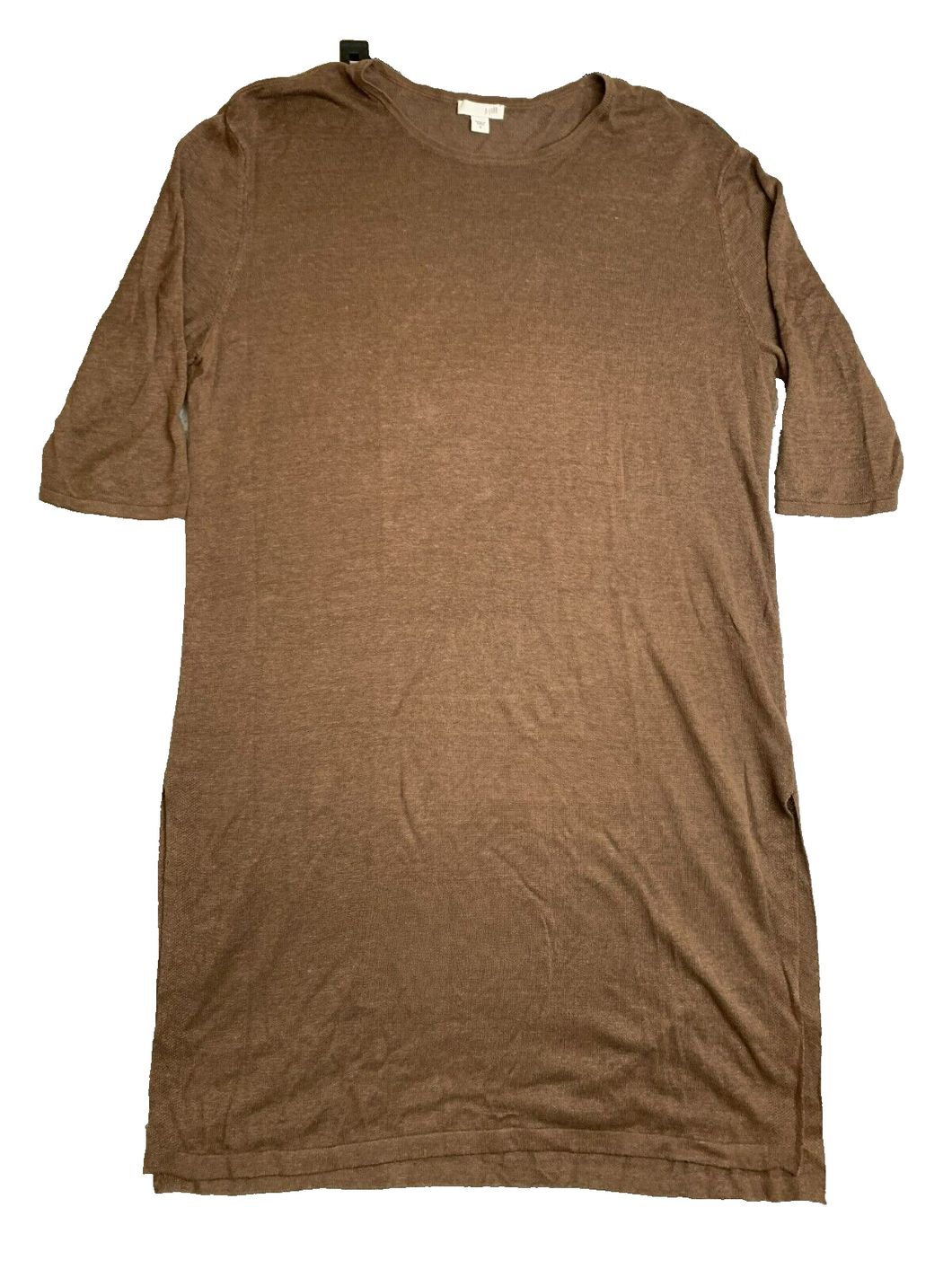 J Jill Dress Womens Medium Brown Oversized Boxy Side Slit Lagenlook Ladies