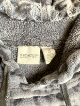 Load image into Gallery viewer, Zenergy By Chicos Sweatshirt Women 3 Gray Leopard Oversized Sherpa Fleece Hoodie
