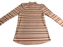 Load image into Gallery viewer, Free People Sweater Womens Large Peaach Maroon Striped Turtleneck Outerwear Lady
