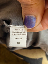 Load image into Gallery viewer, Odilon Dress Womens 10 Medium Pewter Gray Silk Jersey Mini Bodycon Ladies
