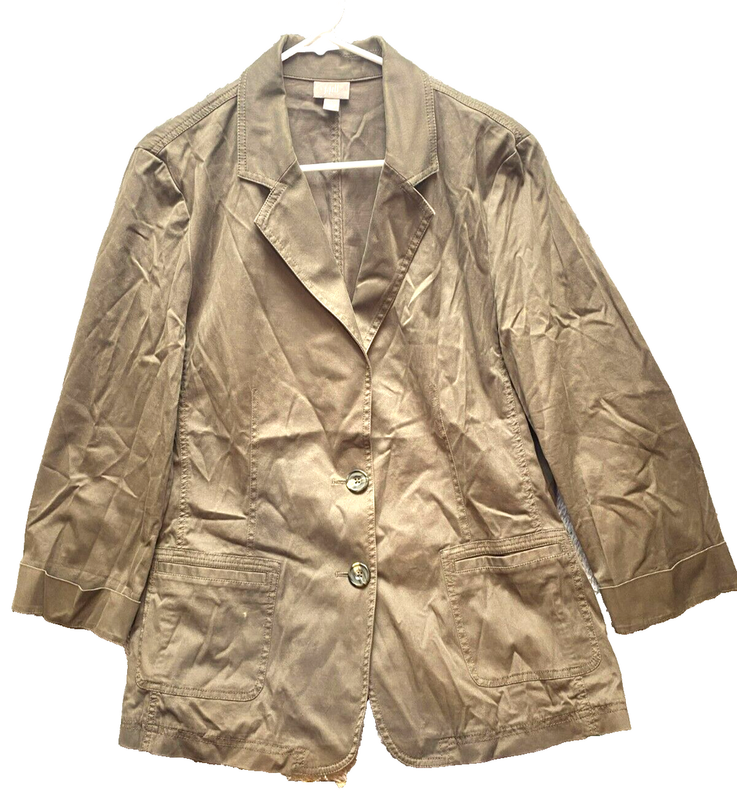 J Jill Jacket Womens Large Spandex Single Breasted Tunic Oversized Coat Blazer