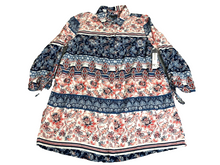 Load image into Gallery viewer, New Directions Dress Womens Large Navy Red AOP Flower 100% Rayon Boho Tunic NWT
